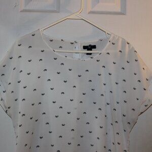 Gap Women's White Bicycle Print Cap Sleeve | Sz Large